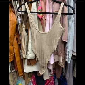 House of CB Perla Bodysuit in Tan